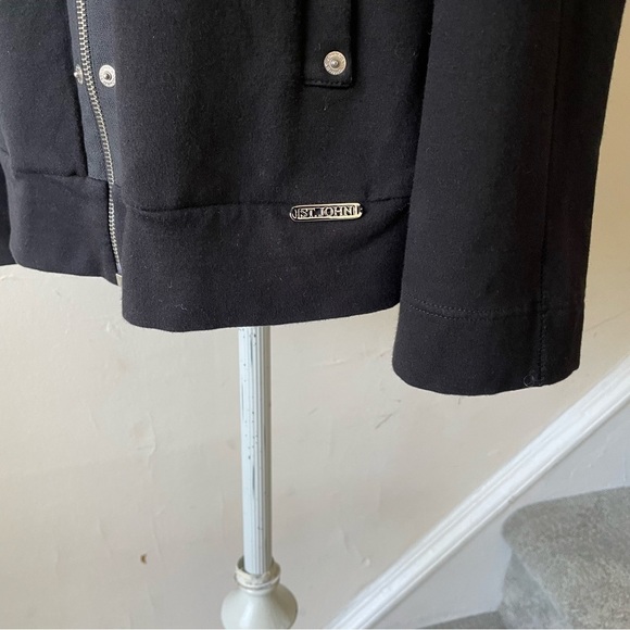 St. John Sport Black Stretch Cotton Zip Up Snap Detail Sweater Jacket Size Med - Picture 5 of 10